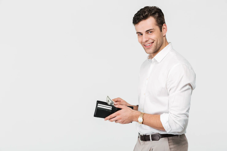 תמונת אווירה גבר מחזיק ארנק